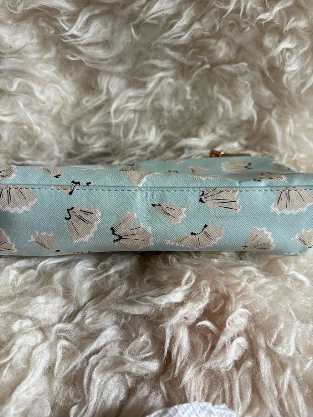 Kate Spade New York Blue Floral Print Pencil/Pen/Make-up Case